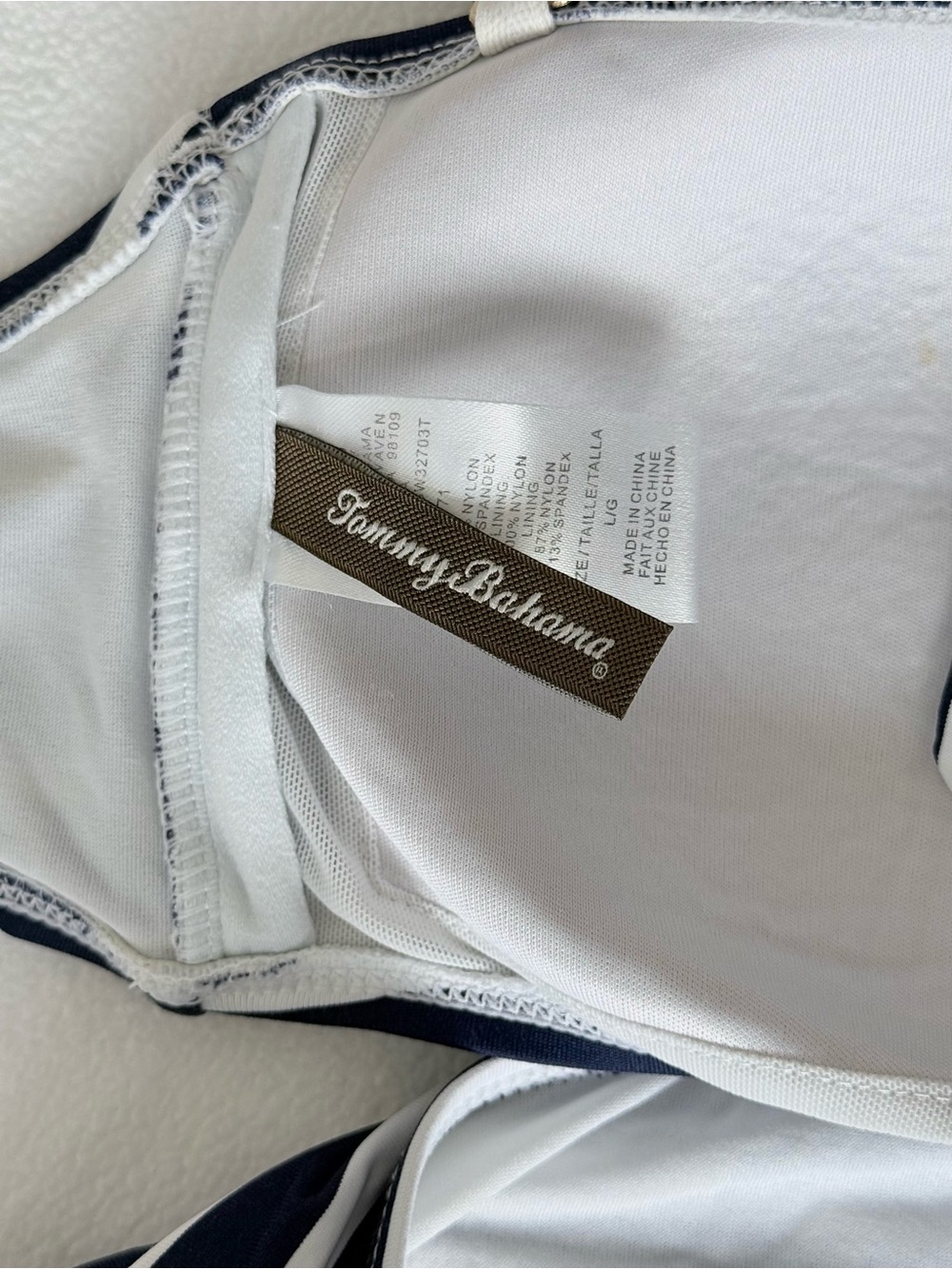 Tommy Bahama-Navy and White Striped Bandeau Bikini Set - Picture 4 of 4